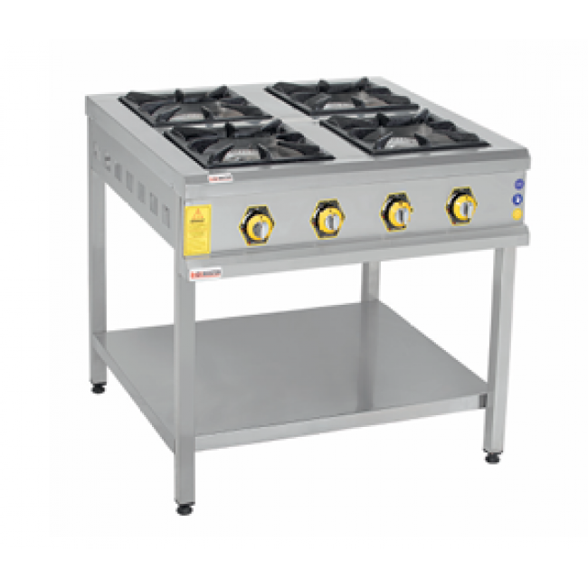 İnoxmaster Doğalgazlı Taban Raflı 4 Lü Ocak 80x80x85 Cm
