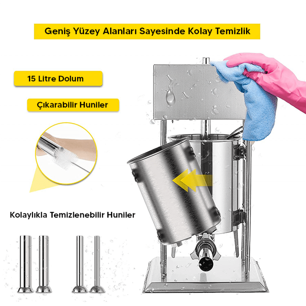 Akse 15 Litre Elektrikli Sucuk Sosis Dolum Makinası Akse 15 Litre Elektrikli Sucuk Sosis Dolum Makinası